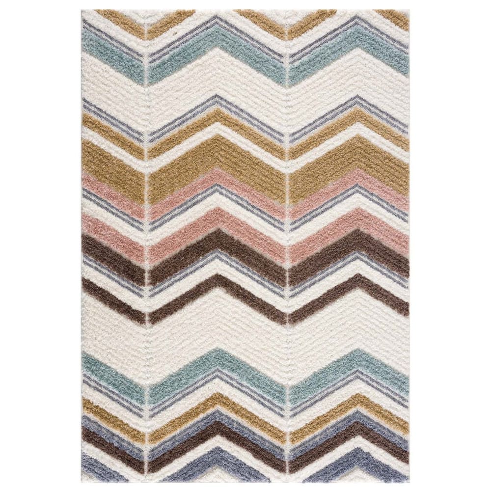 Tapis à poils longs et relief multicolore 160x230cm