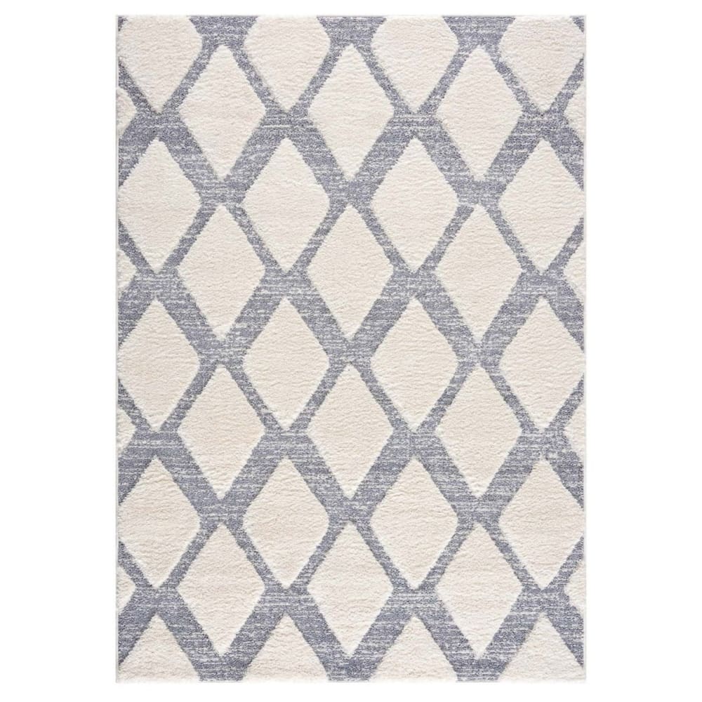 AMORE 03 - Tapis à poils longs et relief gris et crème 160x230cm