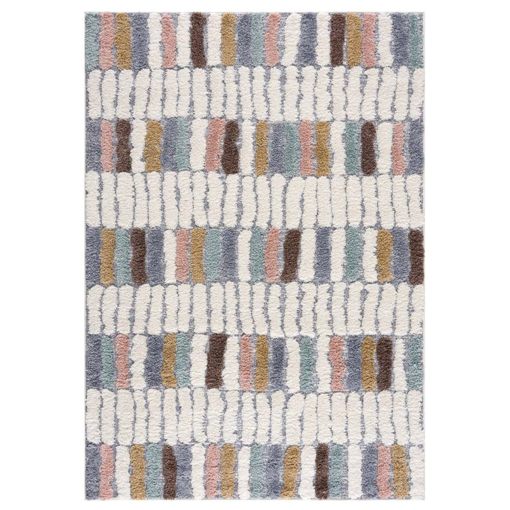 Tapis à poils longs et relief multicolore 120x170cm