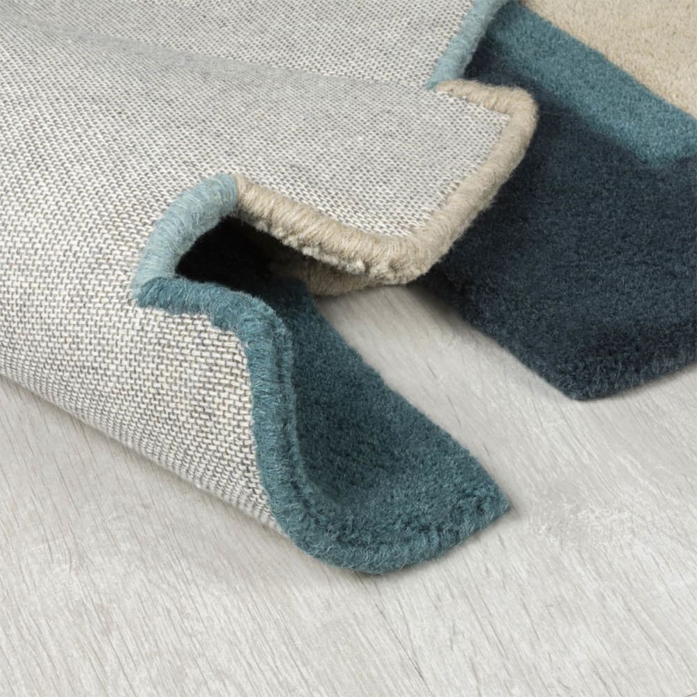 Tapis en laine de couloir bleu, vert et beige 60x230cm — vue 4