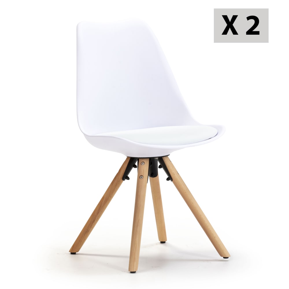 HOMN Set de 2 chaises salle à manger style nordique blanc, 54 x 49 x 84 cm style contemporain Blanc Résine - 54x84x49cm