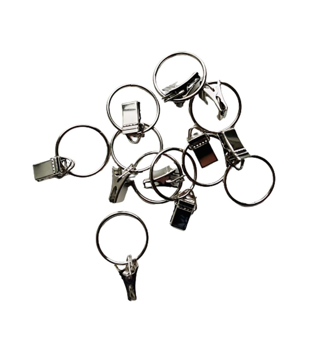 SECODIR 10 Anneaux pour Rideaux avec Pince ø 18mm a 22 mm style classique chic Gris Acier