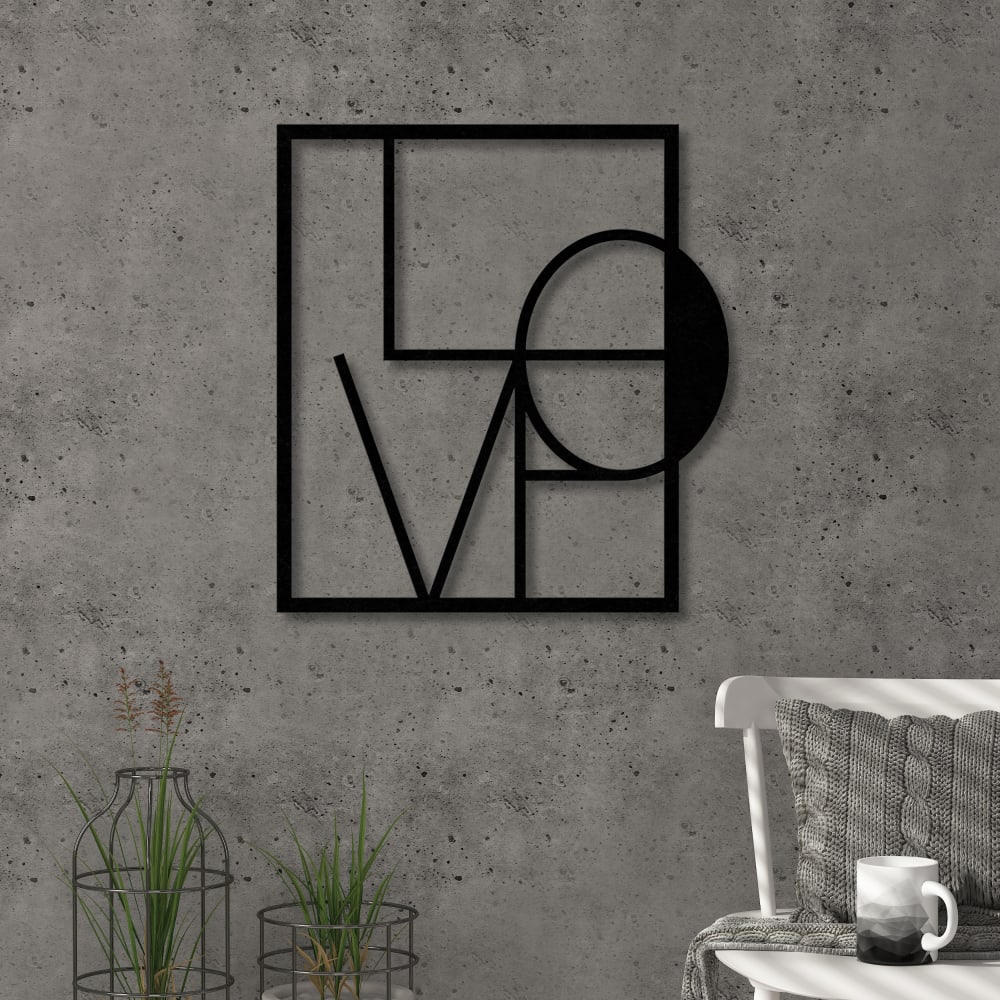 Déco murale love en métal noir 42x46 cm - Maisons du Monde