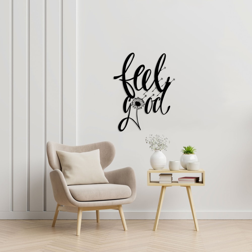 Déco murale feel good en métal noir 51x58 cm