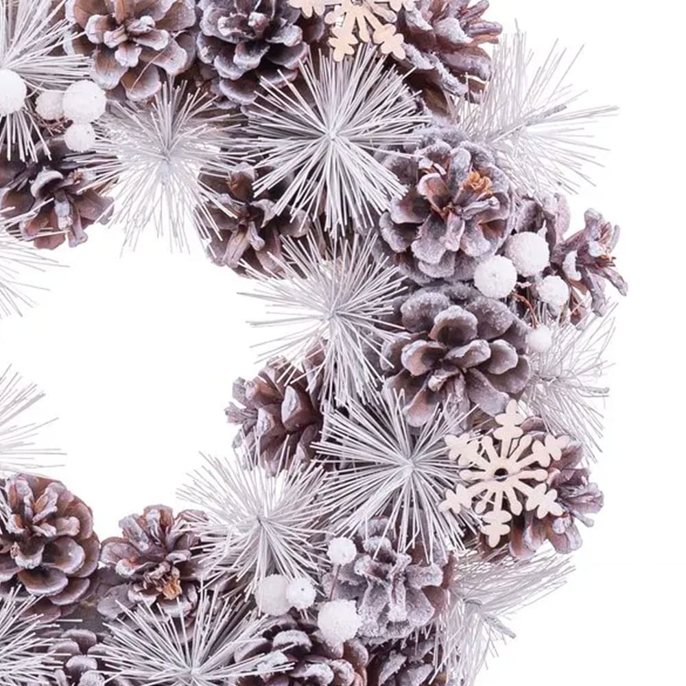 Couronne de l'avent enneigée pommes de pin décoration noël - 35cm - Maisons du Monde
