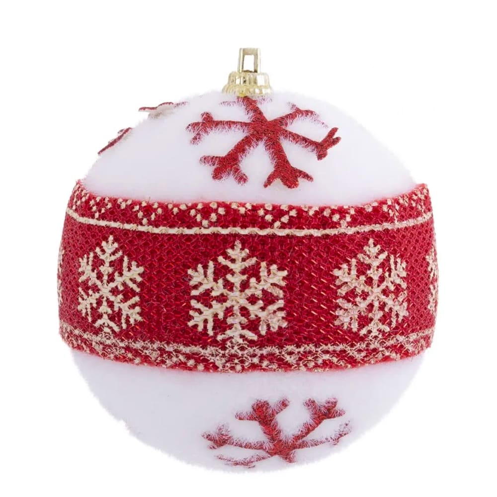 Set de 8 boules de noël rouges et blanches étoiles - 8cm - Maisons du Monde