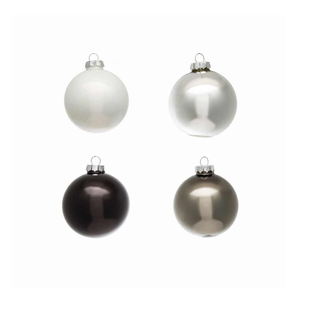 Set de 12 boules de noël décoratives en verre gris et blanc D6 Set de 12 boules de noël décoratives en verre gris et blanc D6