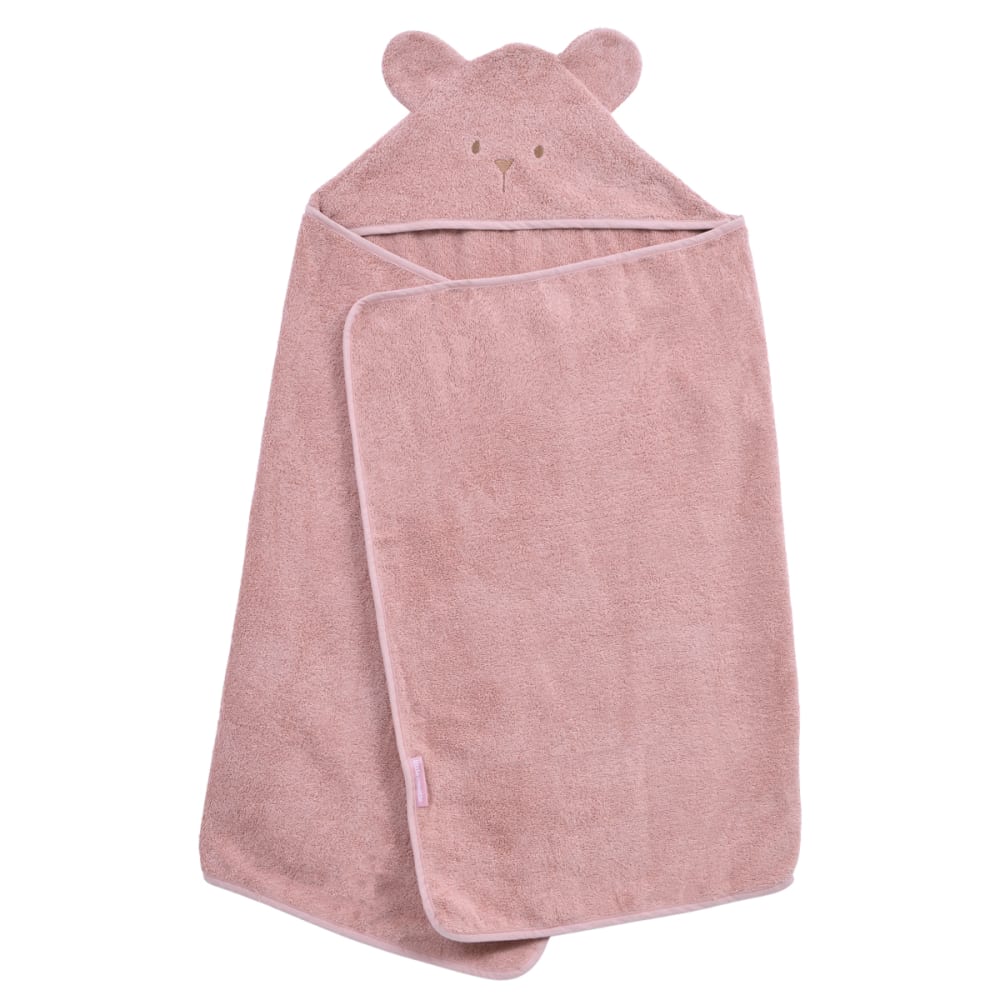 Cape de bain coton bio bois de rose 70x140 cm