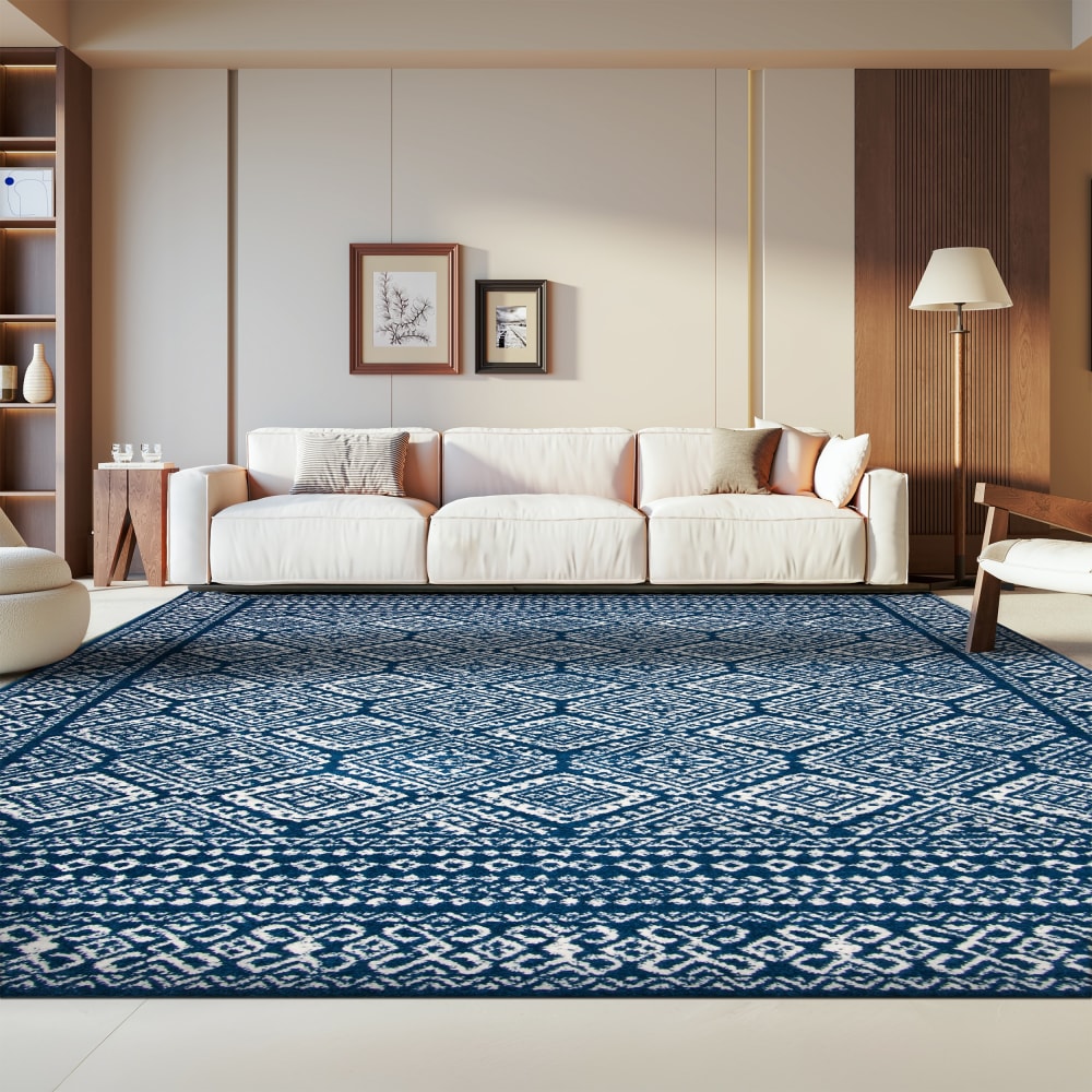 Tapis de transition en polypropylène bleu/blanc, 122 x 183 cm — vue 3
