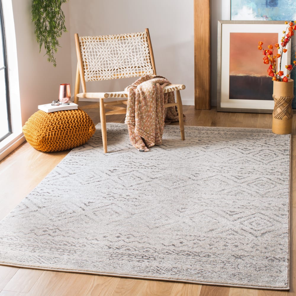 Tapis bohémien en polypropylène blanc/gris, 183 x 274 cm — vue 3