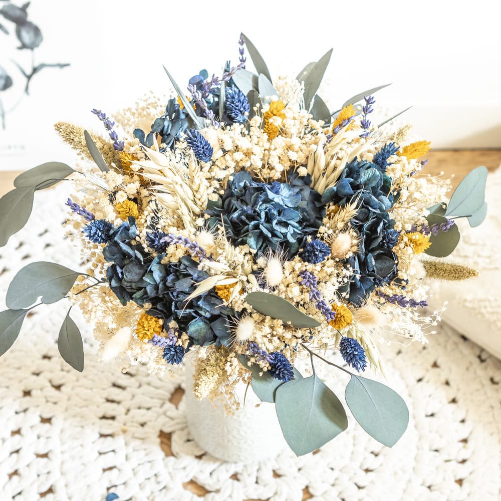 Réconciliation Végétale Bouquet de fleurs séchées M ELISE Bleu Fibres Naturelles
