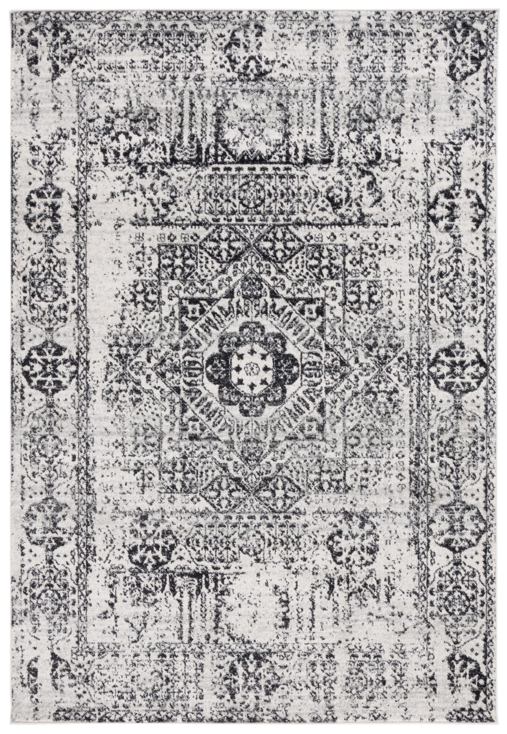Übergangsphase Polypropylen-Teppich in Weiß/Schwarz, 155 x 229 cm