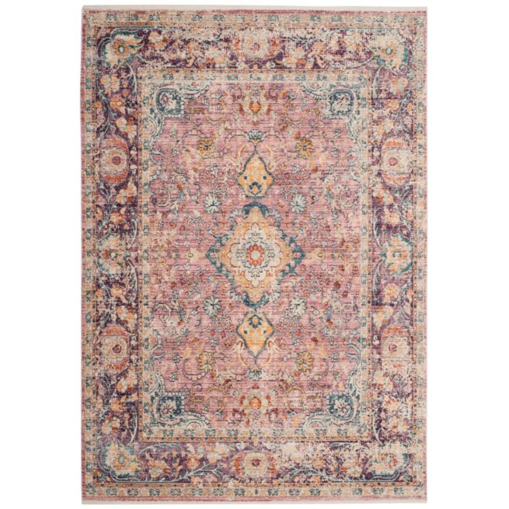 Tapis traditionnel en viscose violet, 152 x 244 cm