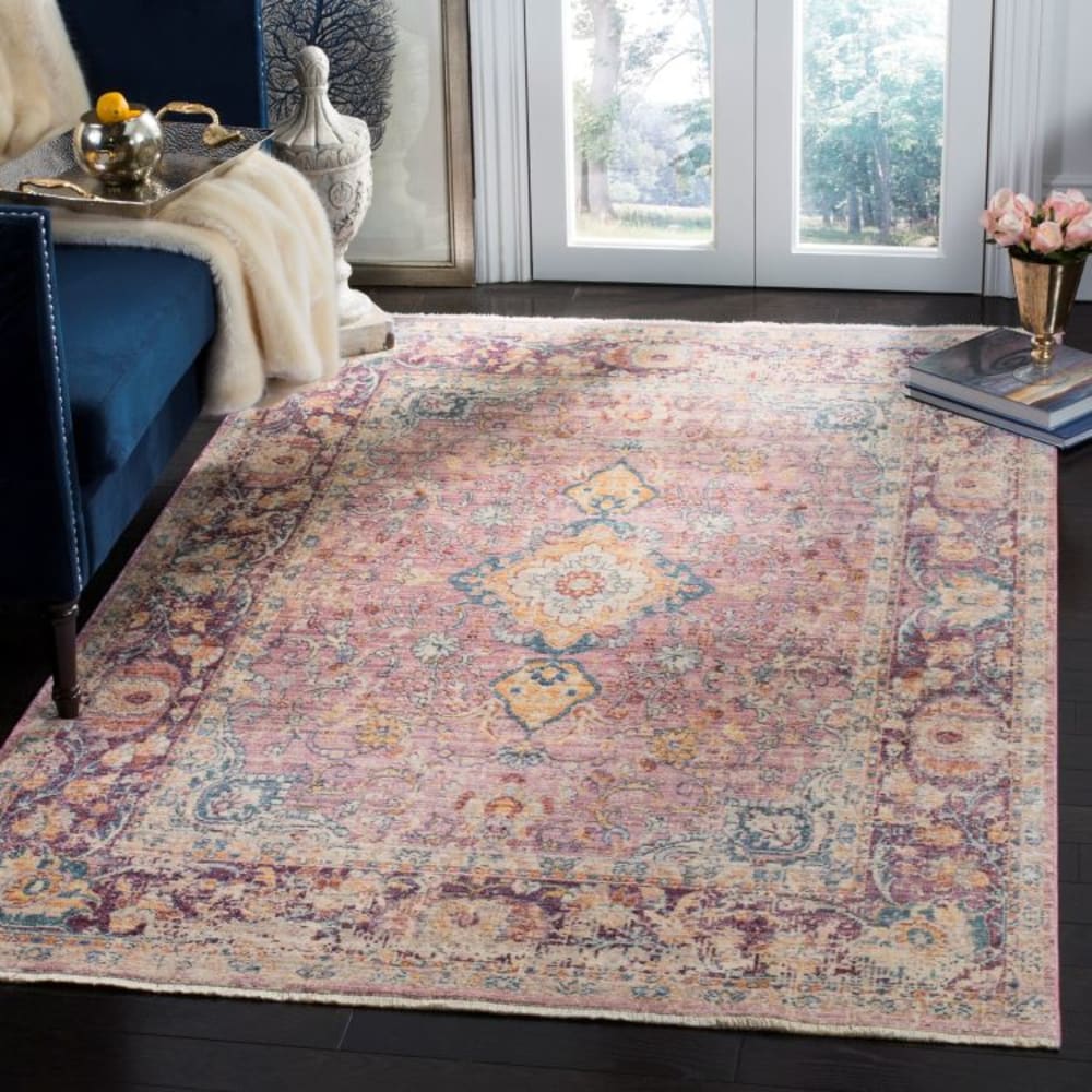 Tapis traditionnel en viscose violet, 152 x 244 cm — vue 3