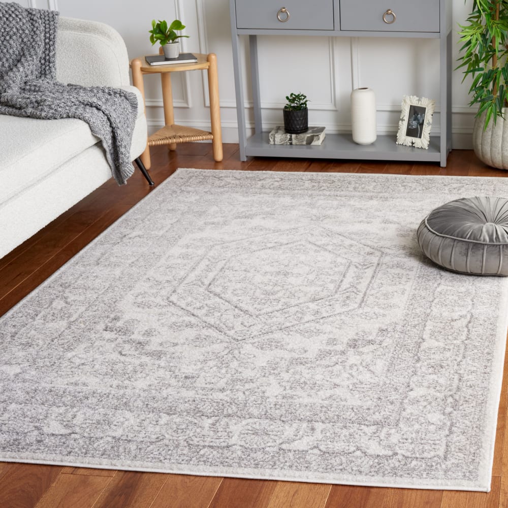 Tapis médaillon en polypropylène blanc/argent, 155 x 229 cm — vue 3