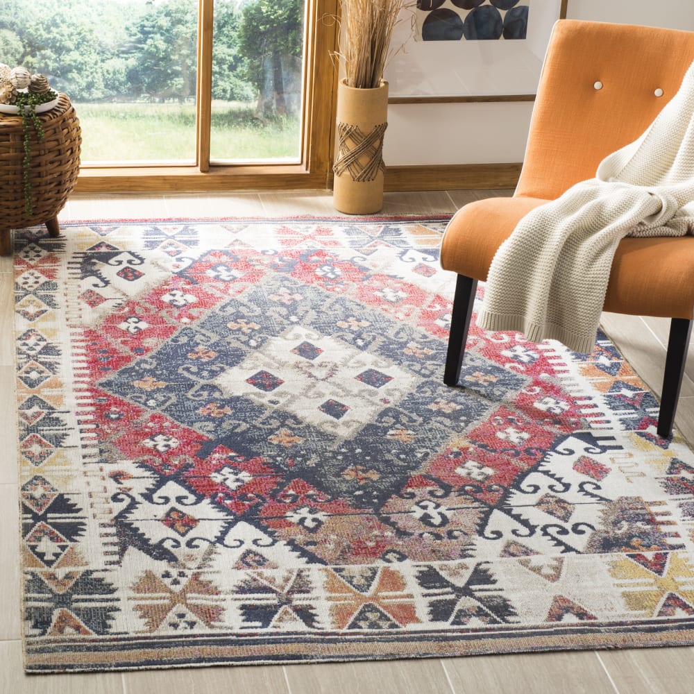 Tappeto in polipropilene arancione/multicolore, 91 x 152 cm - Modello Contemporaneo - Arancione - PP - Polipropilene