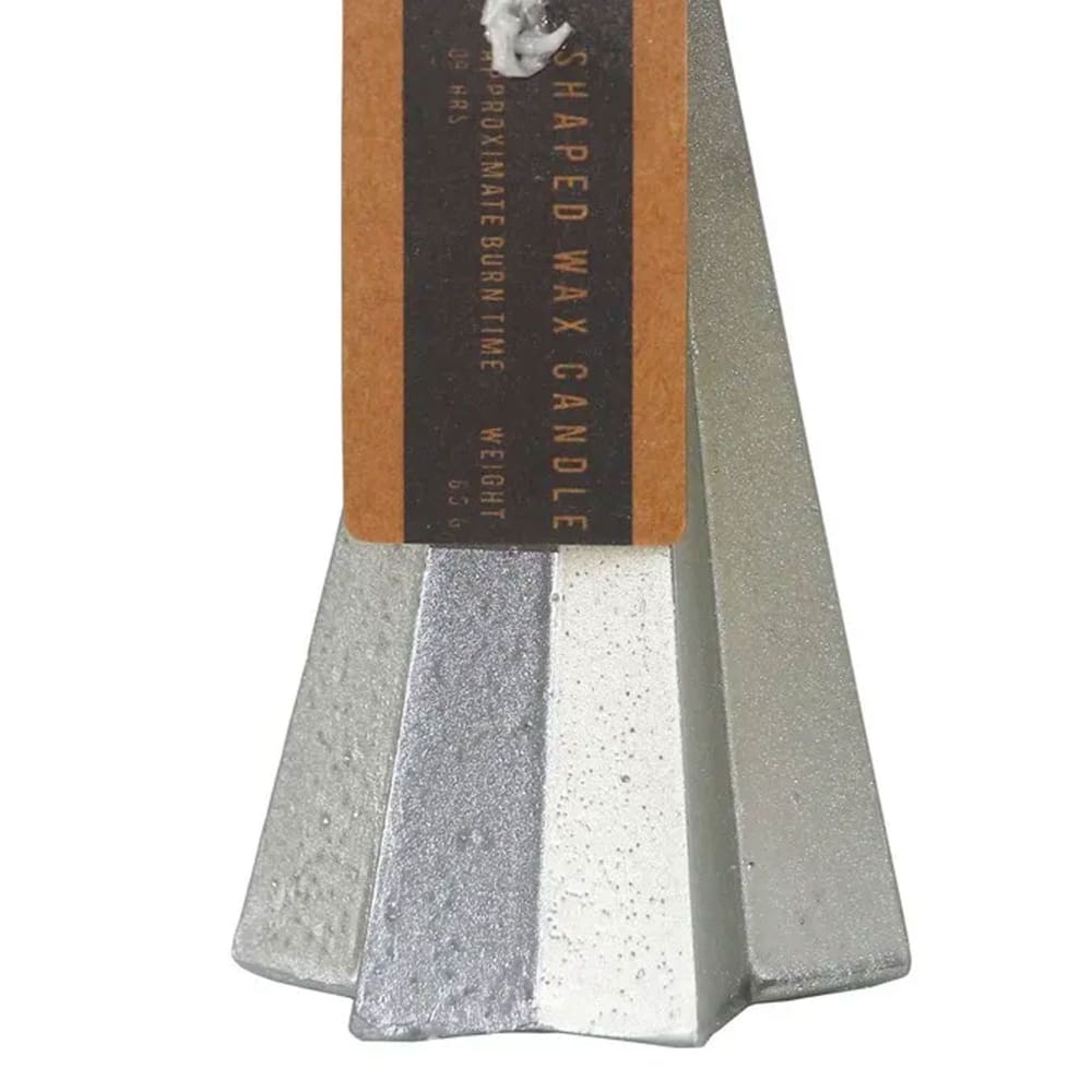 Bougie de noël argentée pyramide - 5.5x5.5x11cm - Maisons du Monde