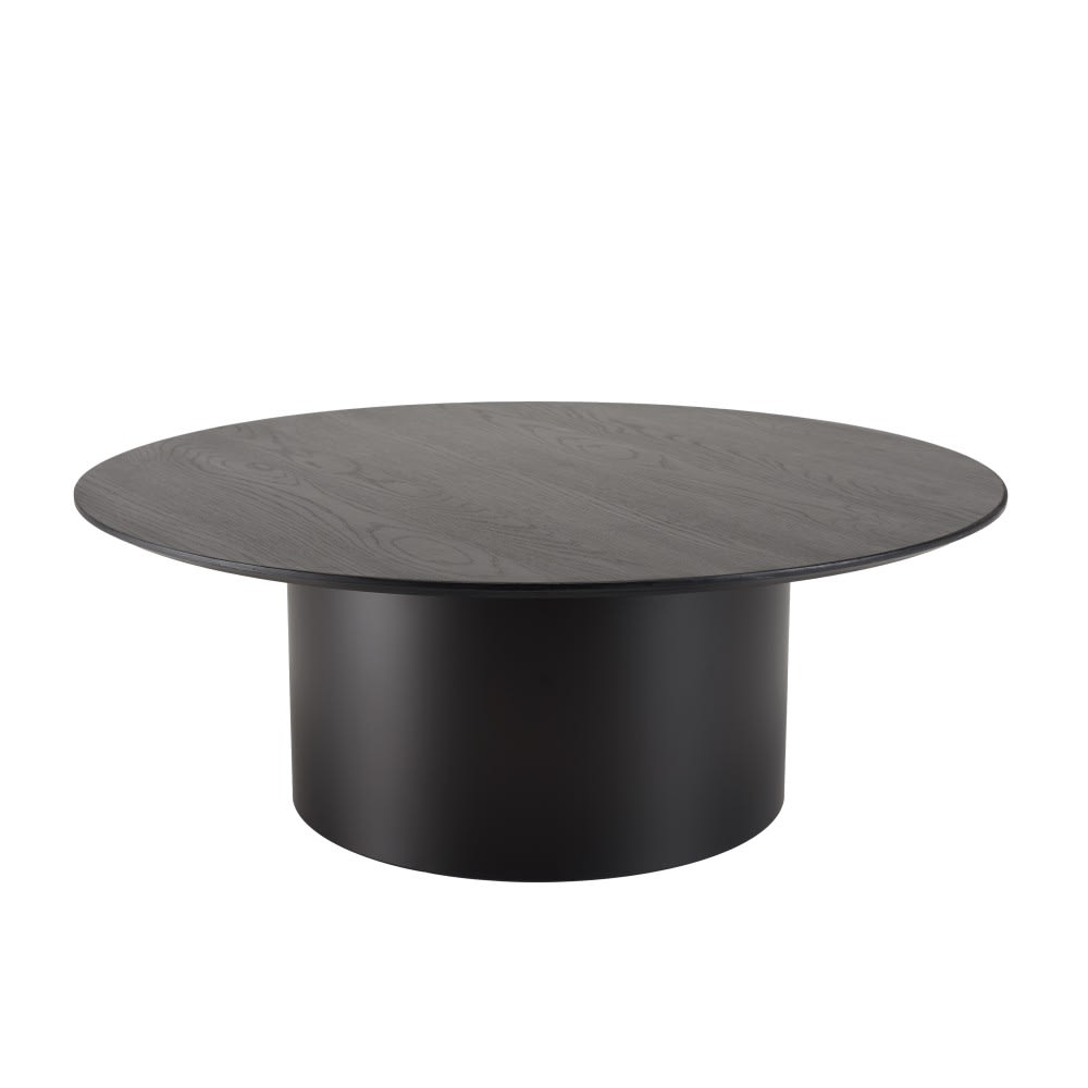Mesa de centro redonda con patas de metal negra de 90x90 cm