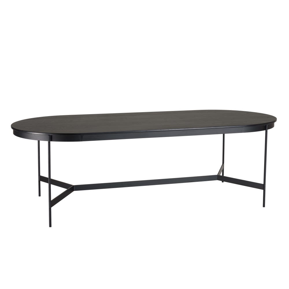 Table à manger ovale noire 240x104cm piètement métal