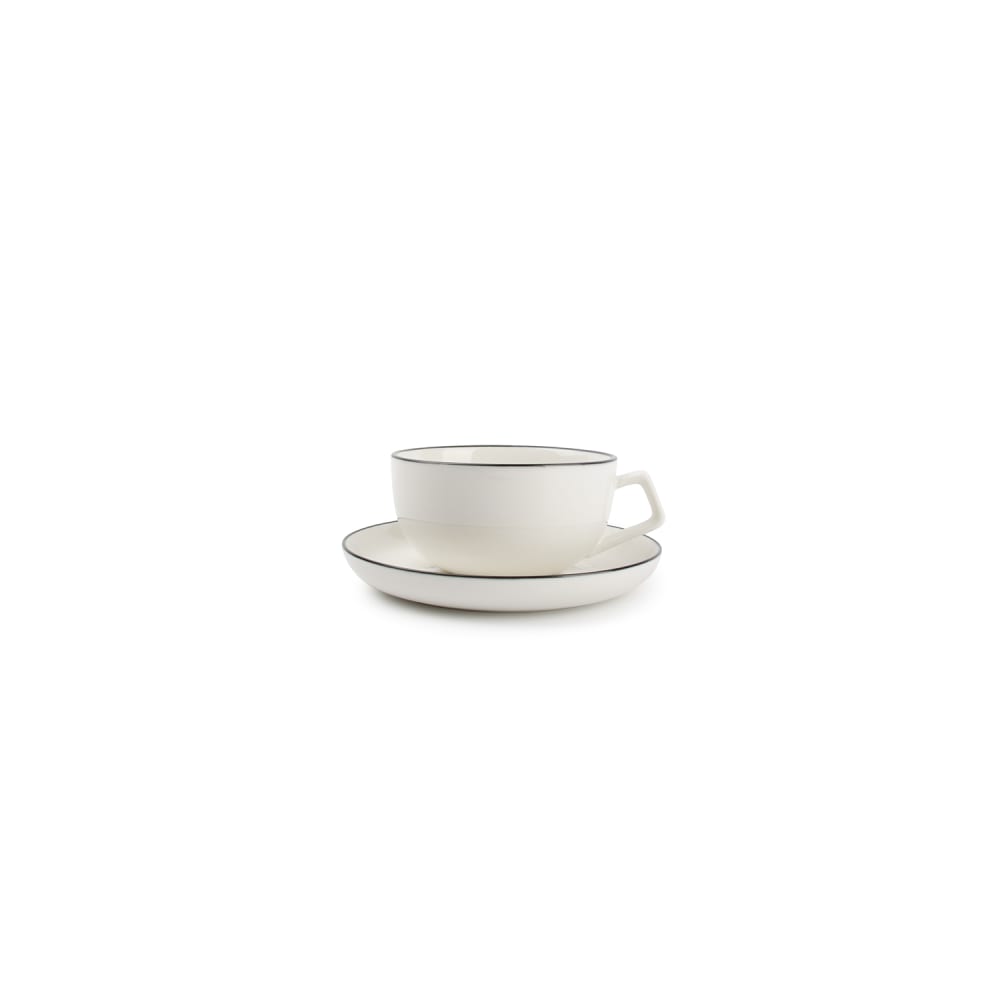 Lot de 4 tasses et soucoupes blanc en porcelaine 22cl