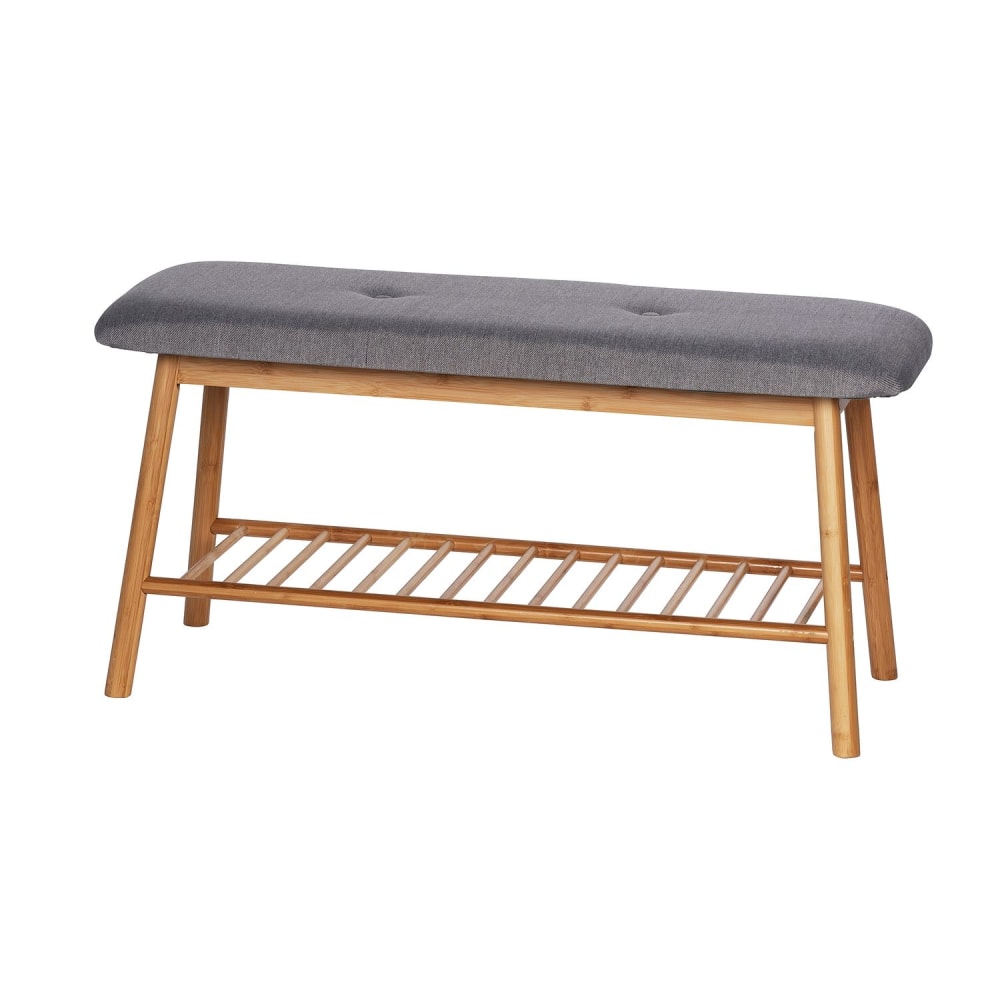 Banc d'entrée avec porte chaussures en bambou gris — Beyit