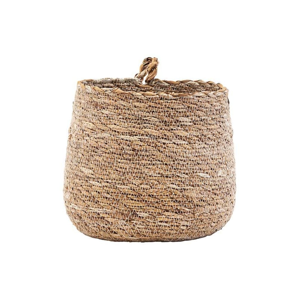 Cesto de fibras naturales marrón Ø18cm