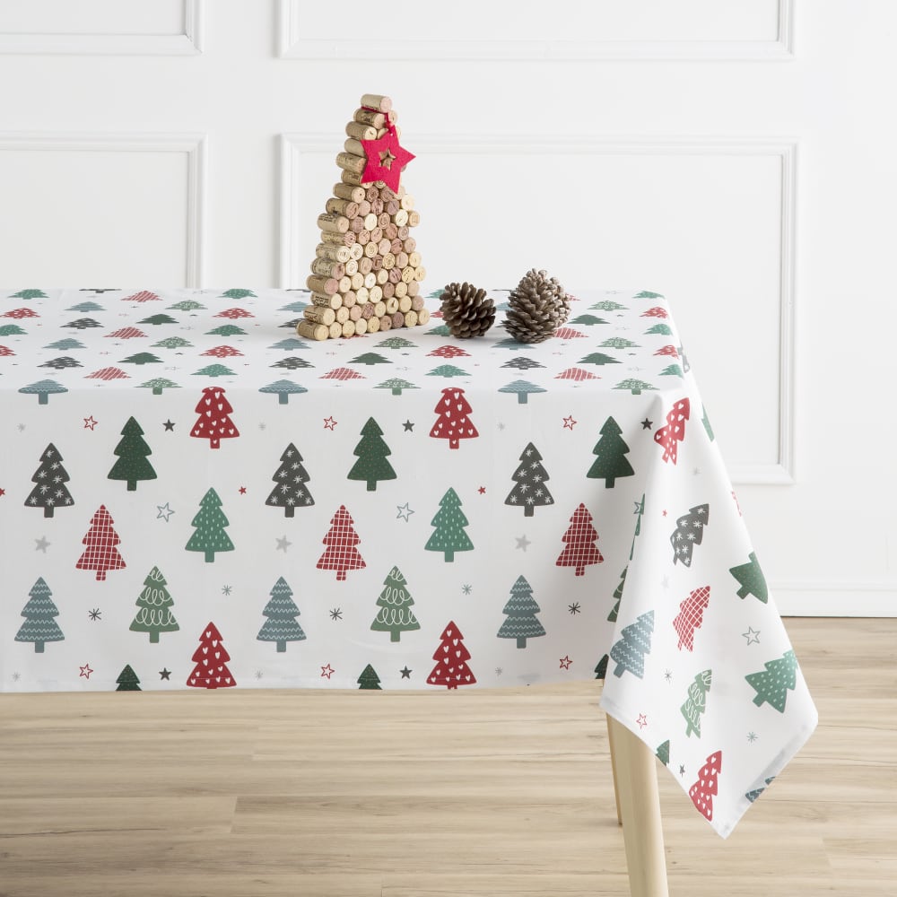 Nappe multicolore imprimée anti-taches coton 140x140 cm