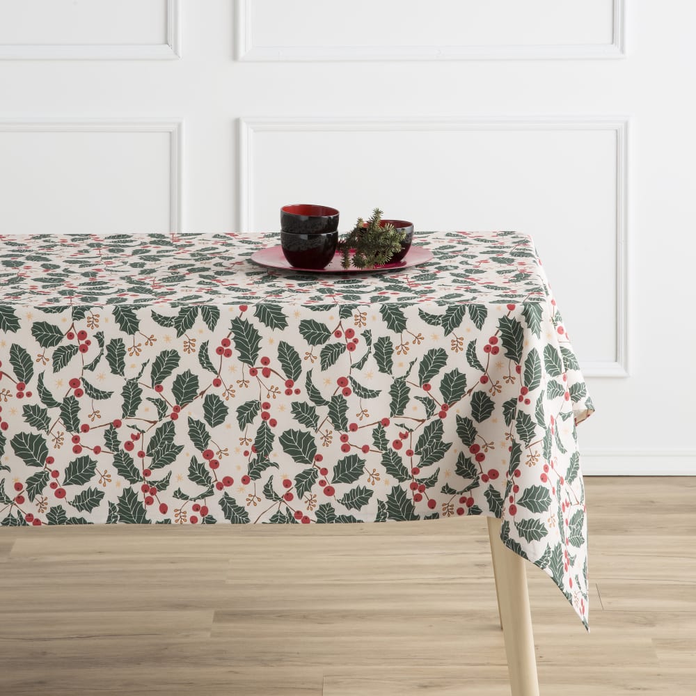 Mantel estampado multicolor antimanchas algodón 140x140 cm
