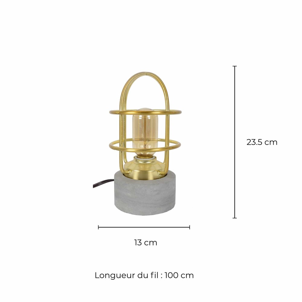 Lampe en métal doré, base en béton gris — vue 4