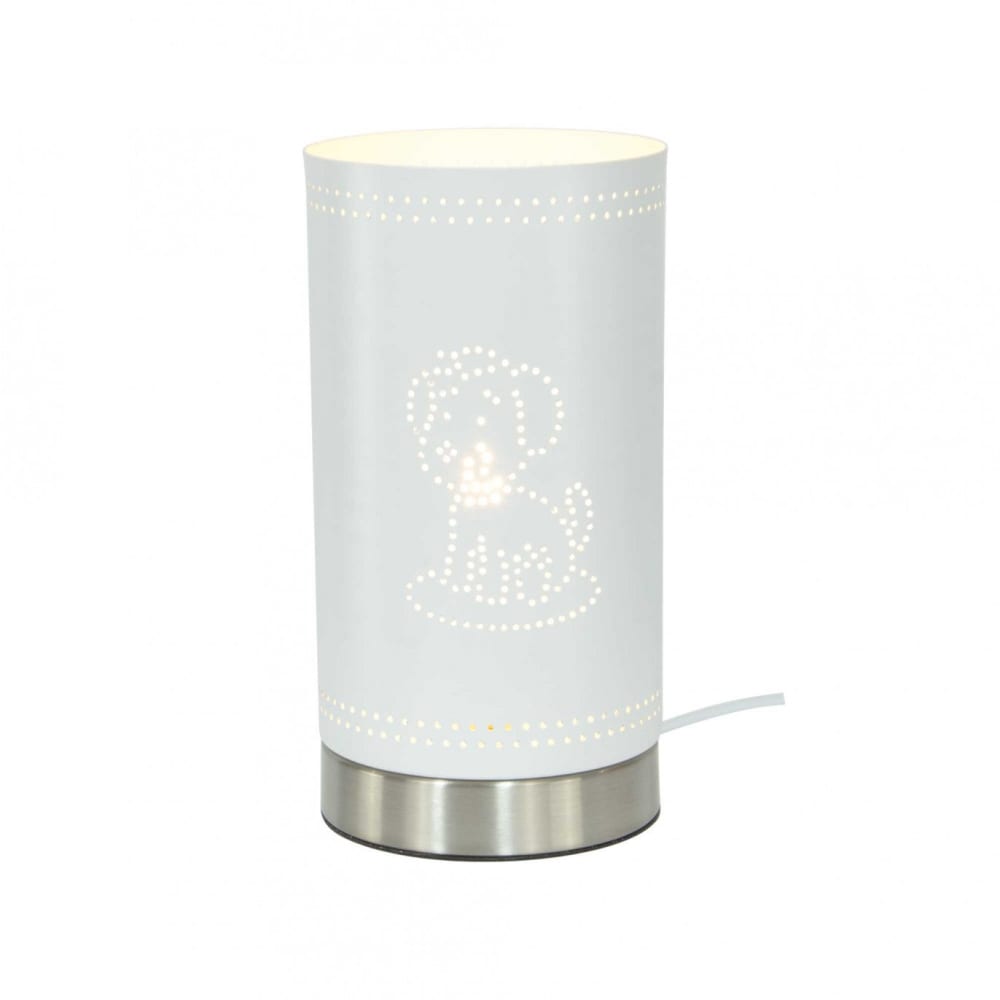 lampara de mesa de metal blanco
