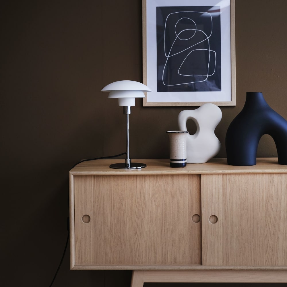 Lampe à poser en métal blanc mat et chrome — vue 4
