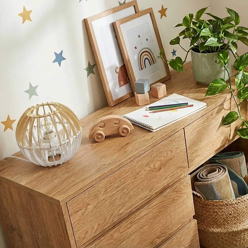 Lampe en lamelles de bois naturel et — vue 3