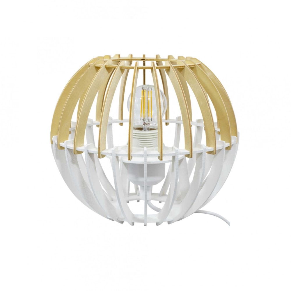 Lampe en lamelles de bois naturel et — vue 4