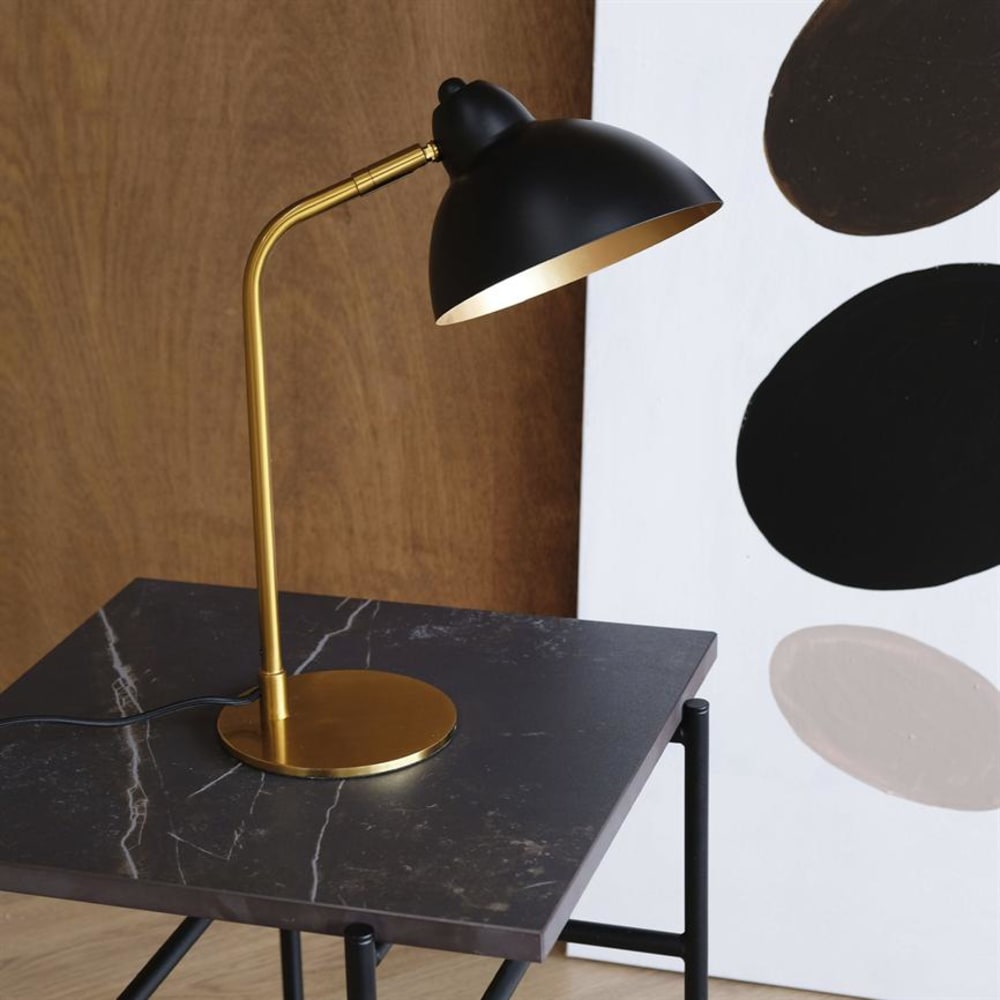 Dyberg Larsen Tischleucht aus Metall und Messing klein h 40 cm d 21 cm, schwarz style modern - Metall