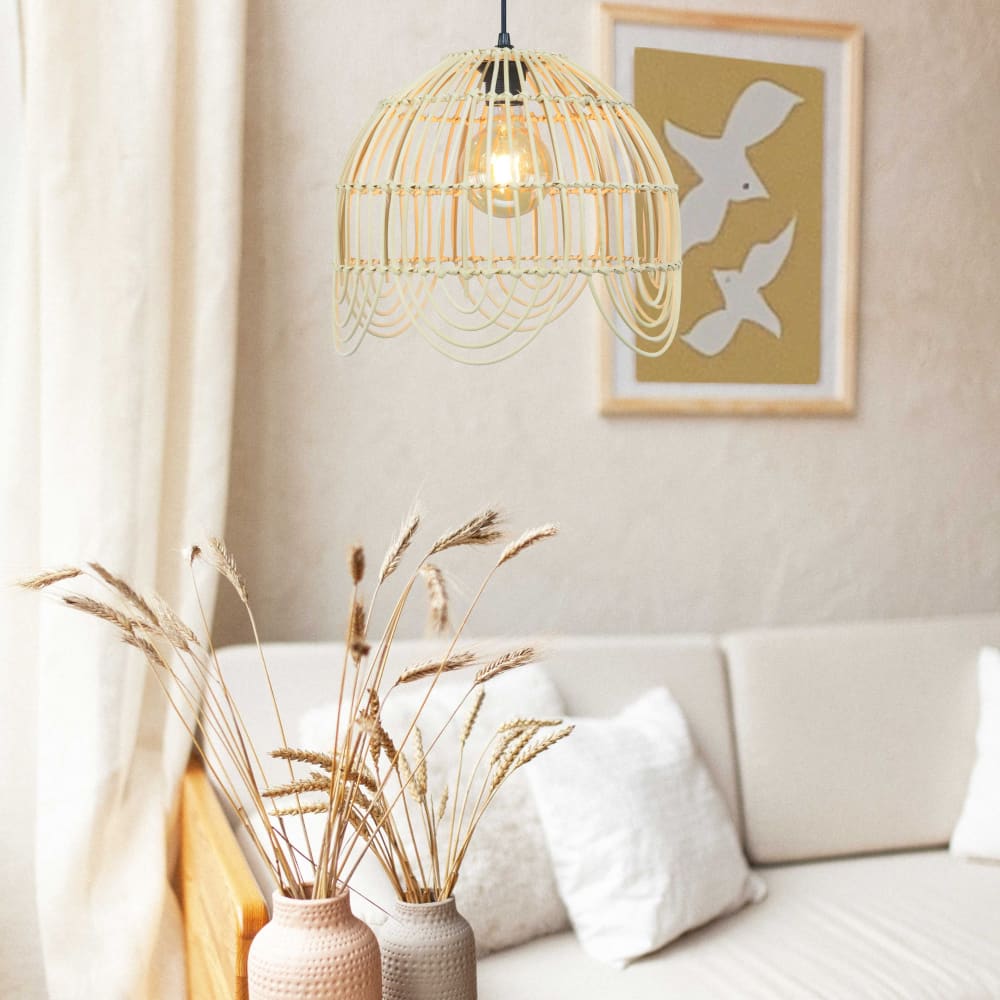 Suspension fleur en rotin naturel — vue 3