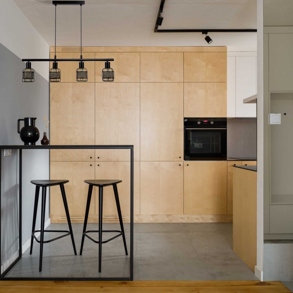 Suspension 4 lumières en métal grillagé noir et cuivré