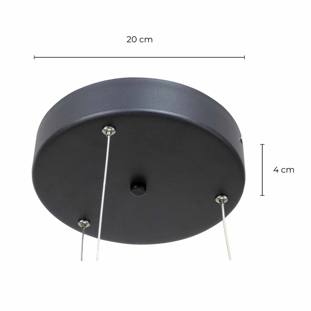 Suspension led 1 anneau d60 en aluminium noir — vue 4