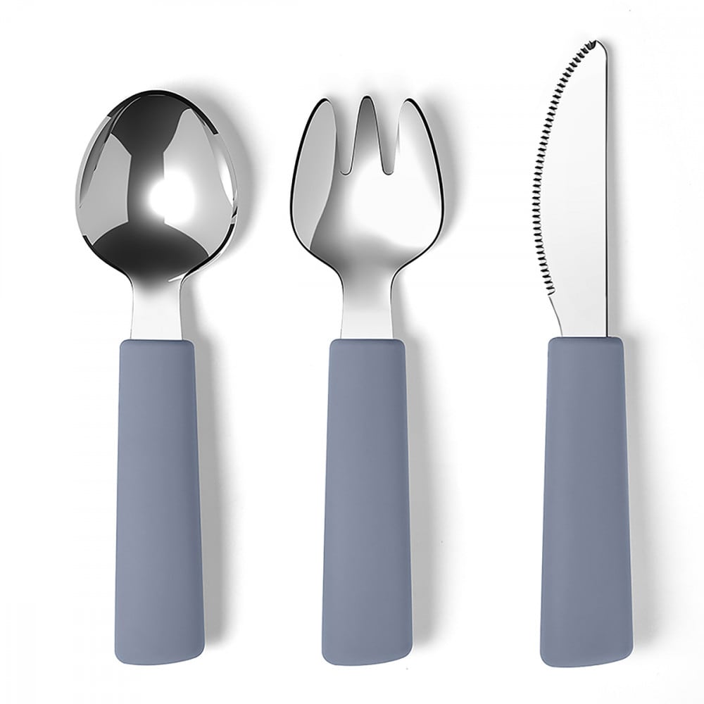 Couverts pour enfants silicone bleu