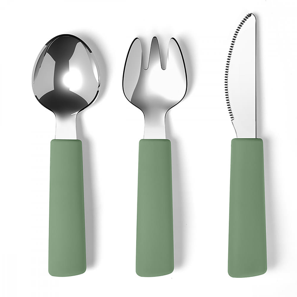 Couverts pour enfants silicone vert