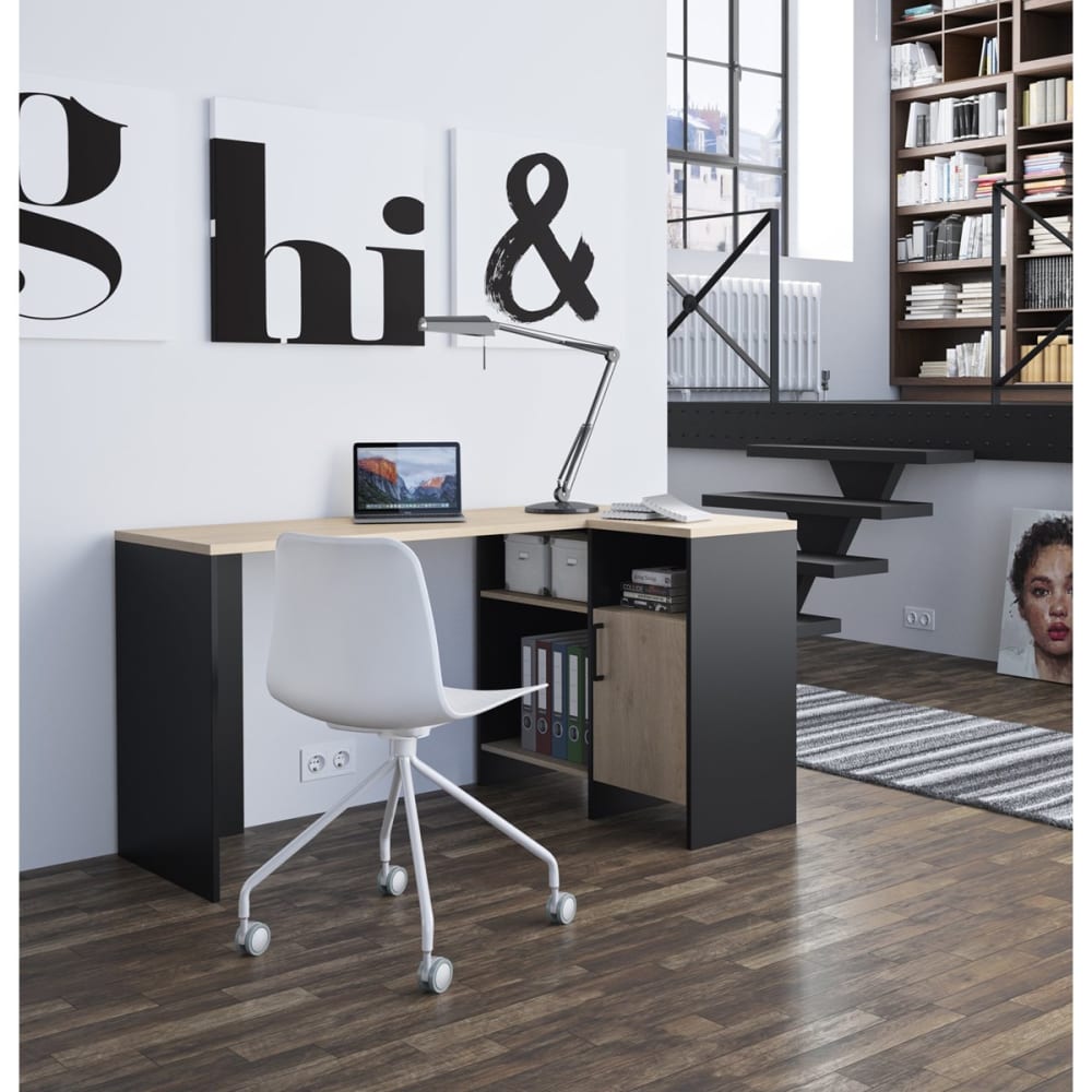 Bureau d'angle effet bois et noir - Maisons du Monde