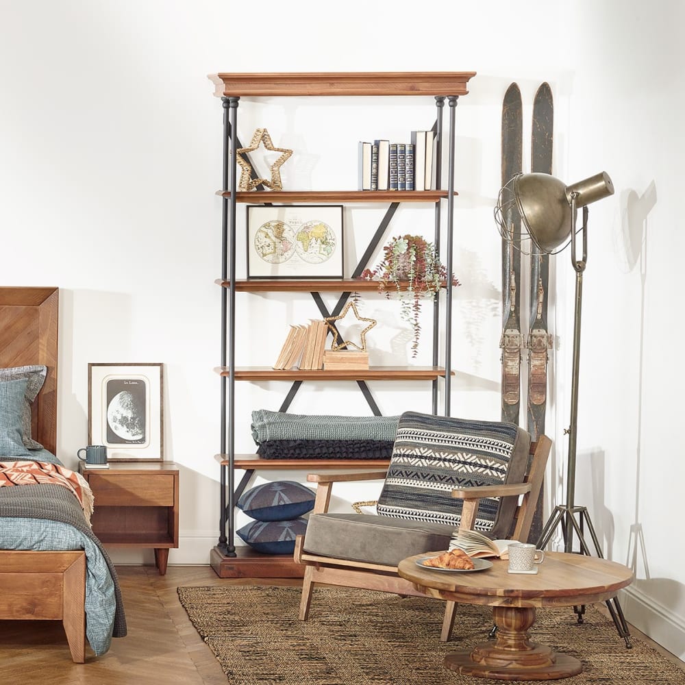Etagère style moderne en métal et pin marron - Maisons du Monde