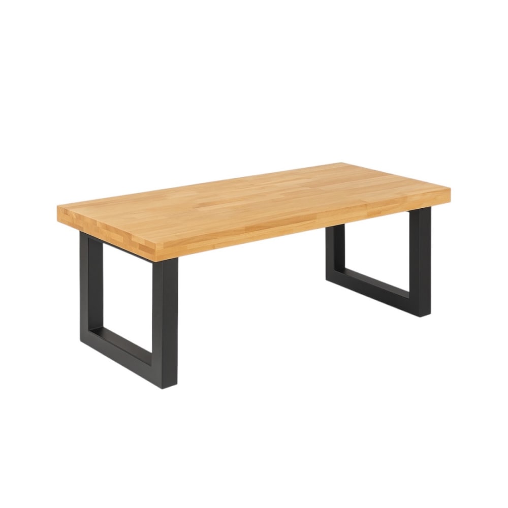 Table basse relevable en bois de chêne et acier noir