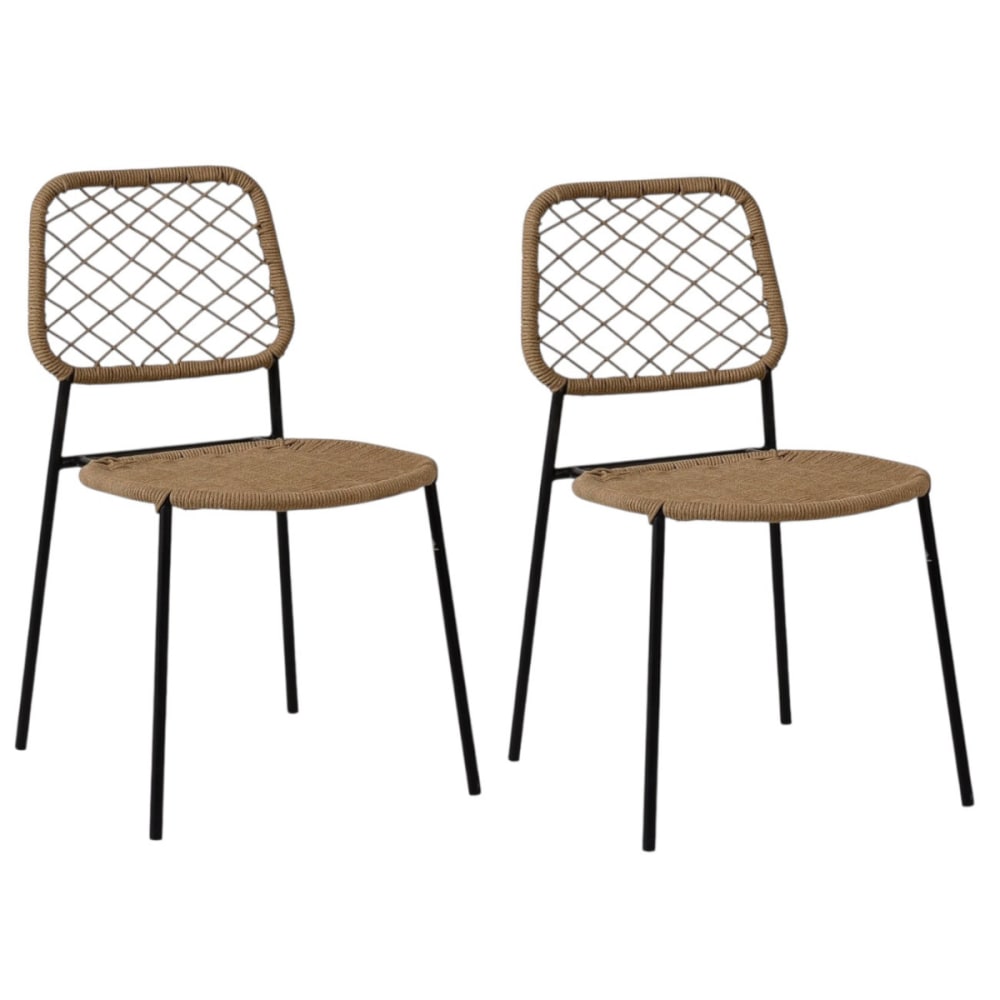 2 sillas de comedor de cuerda y acero negro