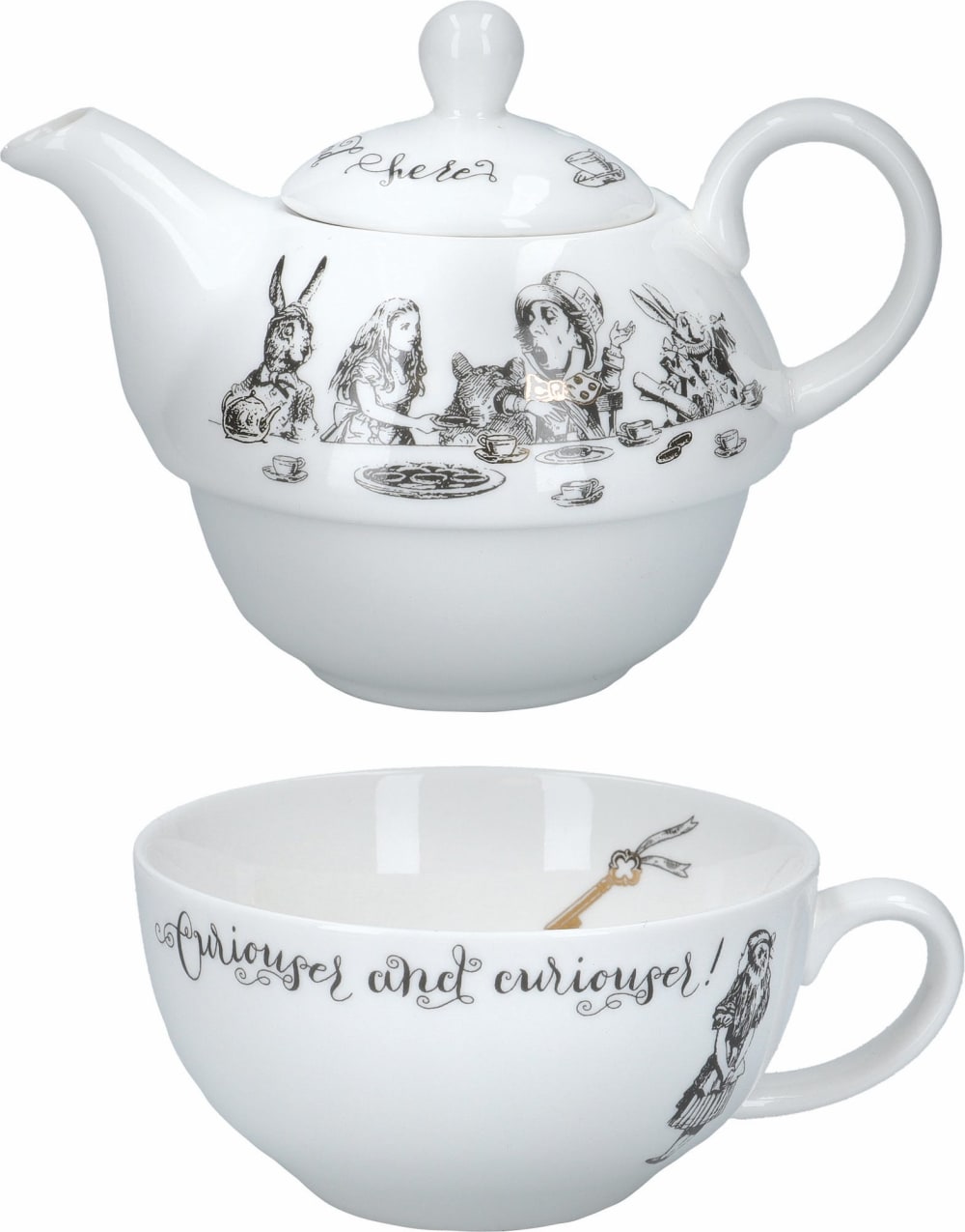 Juego de tetera y taza de porcelana fina blanca y negra