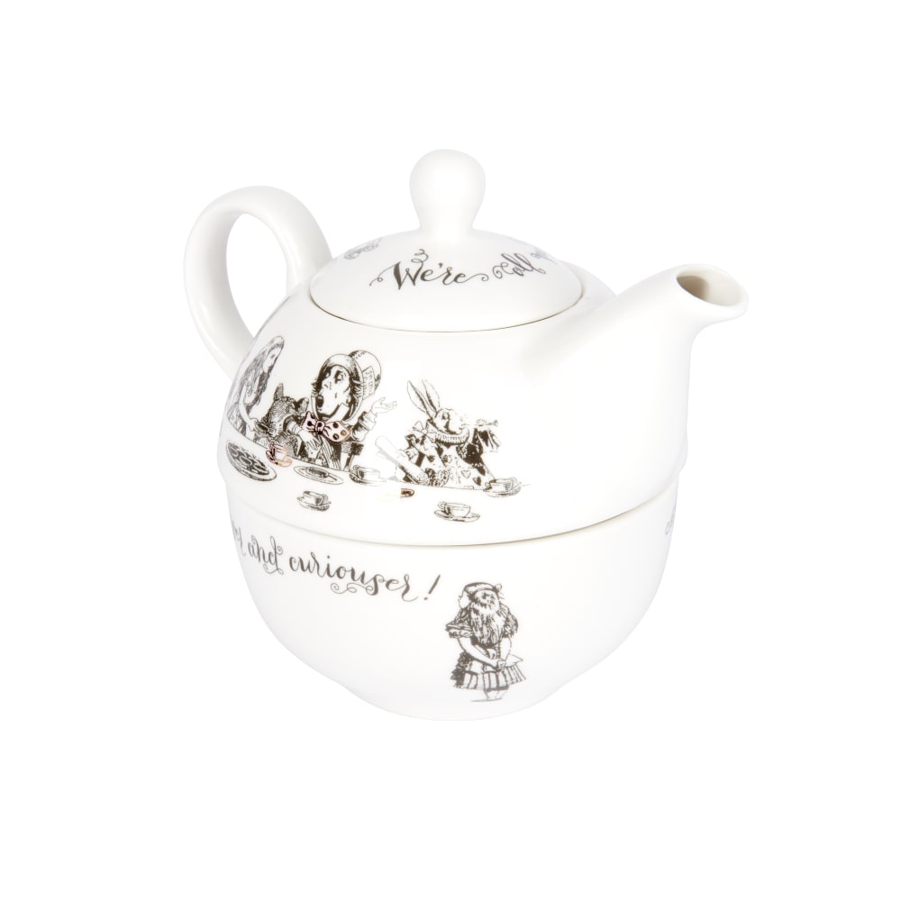 Juego de tetera y taza de porcelana fina blanca y negra - Maisons du Monde