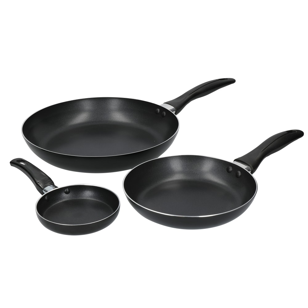 Set de 3 poêles antiadhésive 28/20/12cm aluminium noir
