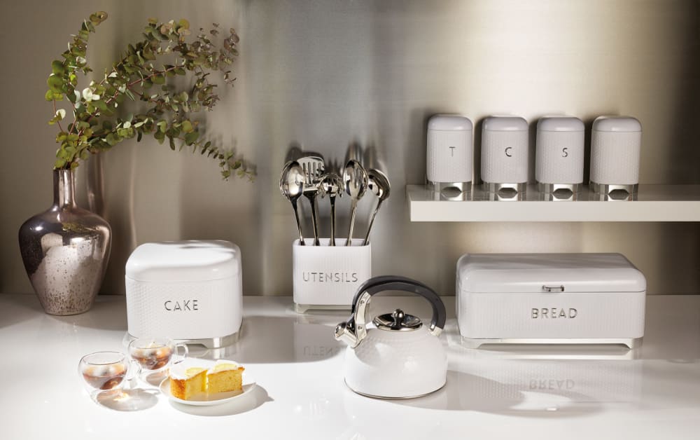 Boîte à thé rétro en inox blanc - Maisons du Monde