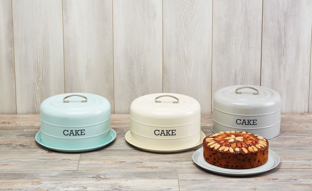 Boîte à gâteaux hermétique vintage en acier carbone gris