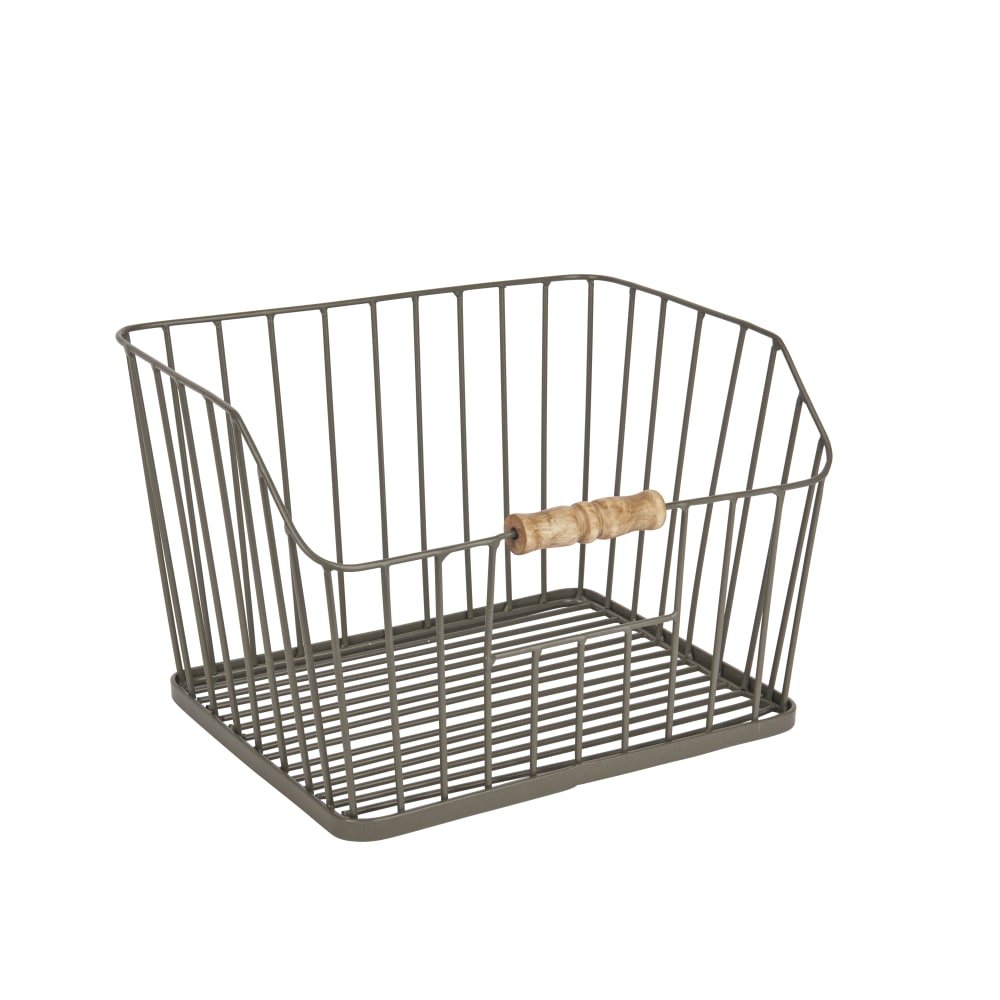 Panier de rangement polyvalent en grille métallique gris