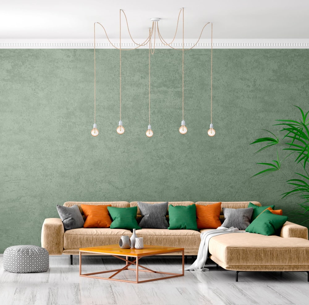 Suspension corde 5 cordons tissés lin français brut blanc 3.5m